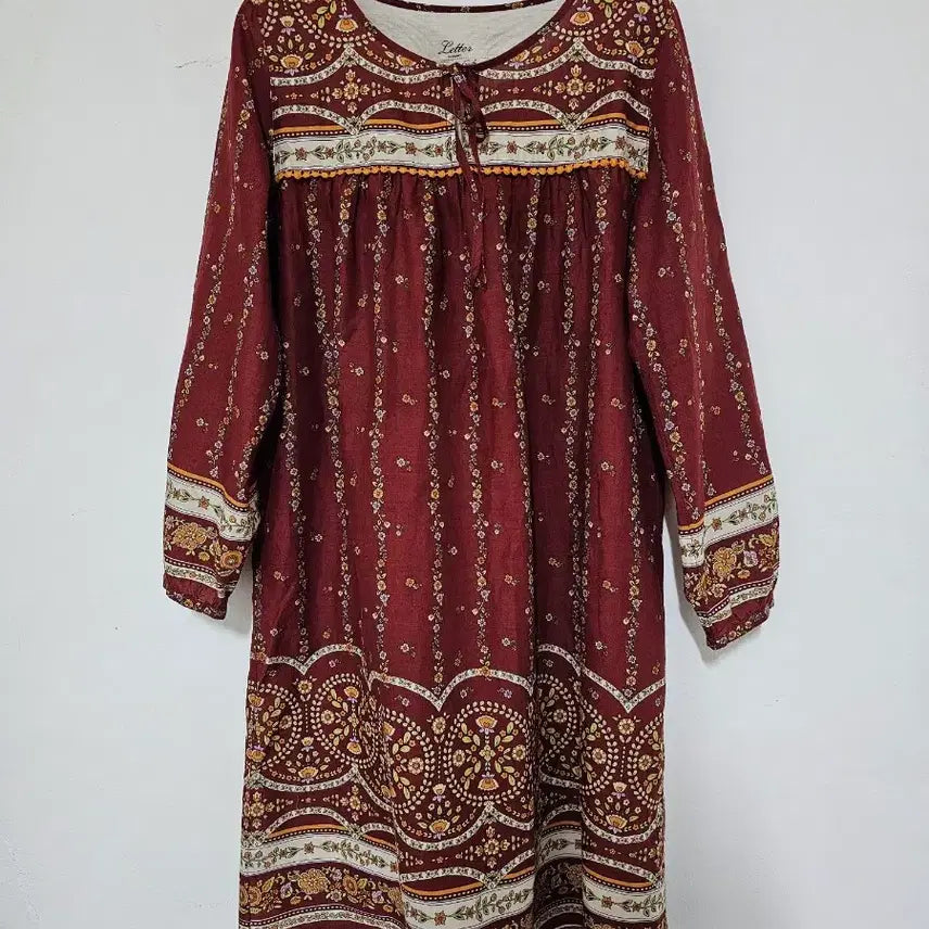 [BUNJANG] Light On Bohemian Pattern Cotton Dress / 일본 라이트온 빈티지 보헤미안 패턴  면100 % 원피스 M