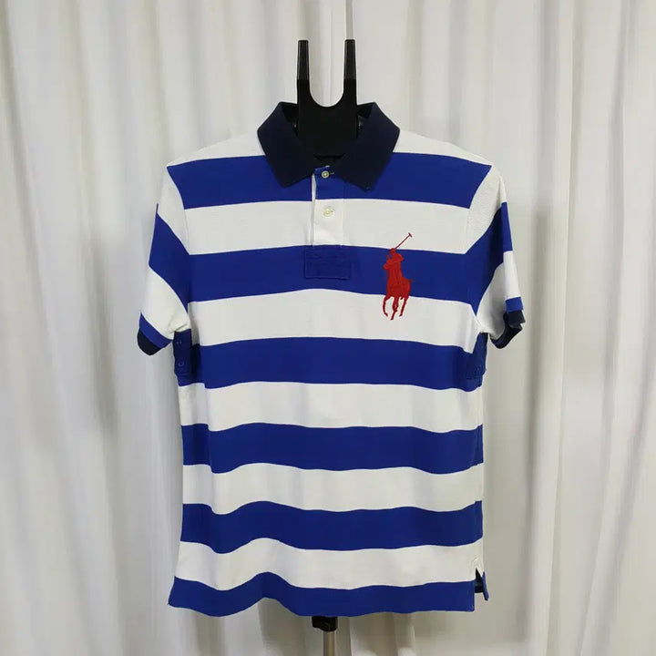[BUNJANG] Polo Ralph Lauren Custom Fit Big Pony American Flag Stripe Short Sleeve Shirt / 폴로 남성 커스텀핏 빅포니 성조기 스트라이프 반팔 L 오일장 0331
