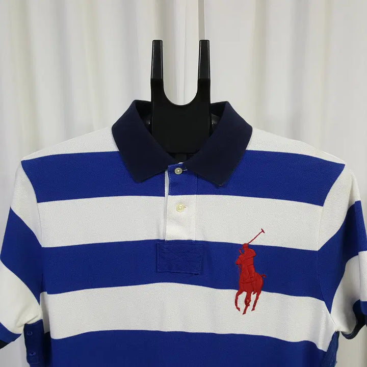 [BUNJANG] Polo Ralph Lauren Custom Fit Big Pony American Flag Stripe Short Sleeve Shirt / 폴로 남성 커스텀핏 빅포니 성조기 스트라이프 반팔 L 오일장 0331