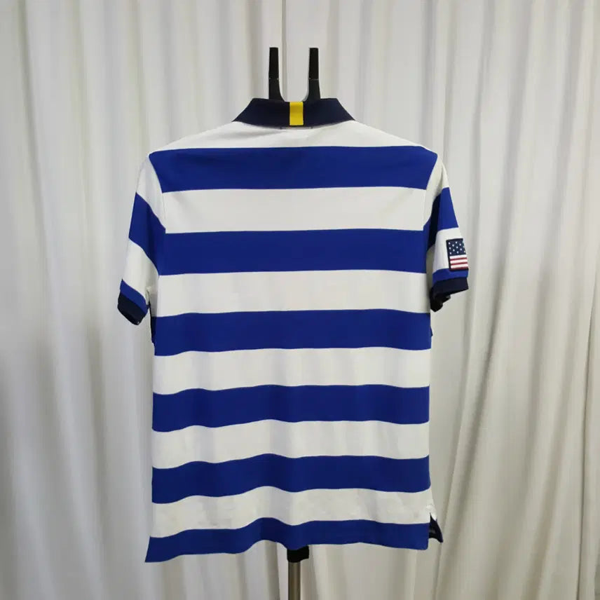 [BUNJANG] Polo Ralph Lauren Custom Fit Big Pony American Flag Stripe Short Sleeve Shirt / 폴로 남성 커스텀핏 빅포니 성조기 스트라이프 반팔 L 오일장 0331