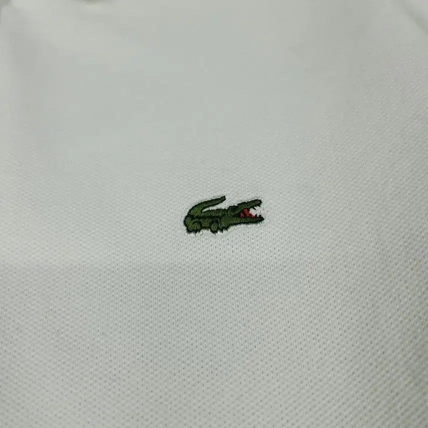 [BUNJANG] Lacoste White Croc Patch Logo Half Button PK Long Sleeve T-Shirt / 라코스테 화이트 크록패치 로고 하프버튼 카라넥 PK 피케 긴팔 티셔츠 롱