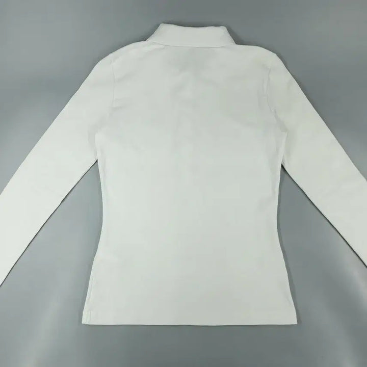 [BUNJANG] Lacoste White Croc Patch Logo Half Button PK Long Sleeve T-Shirt / 라코스테 화이트 크록패치 로고 하프버튼 카라넥 PK 피케 긴팔 티셔츠 롱