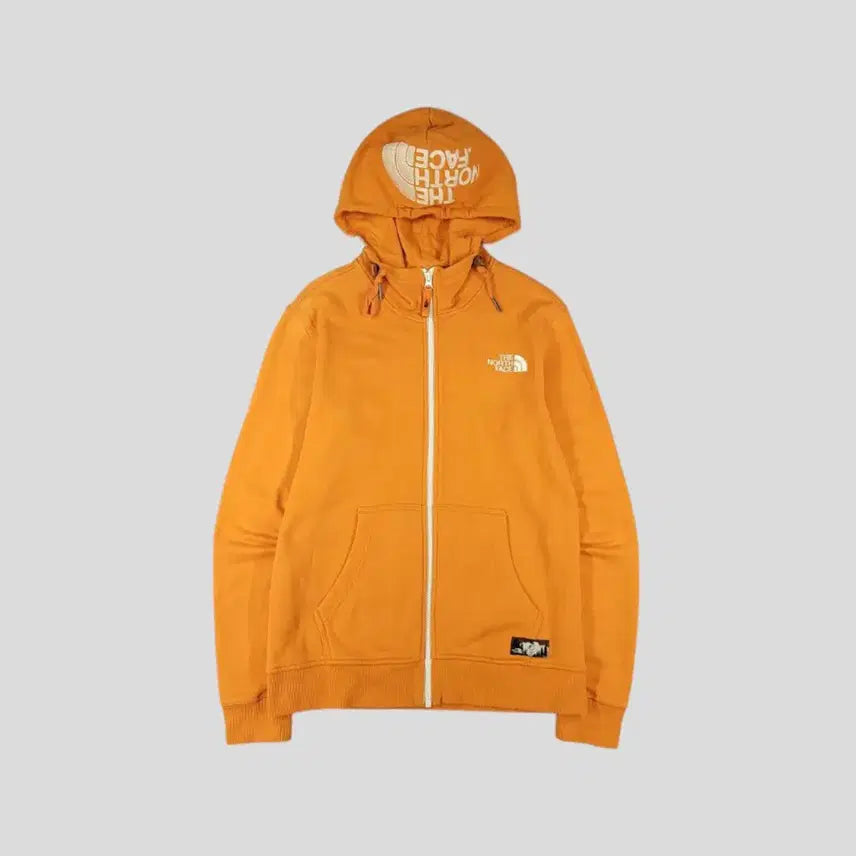 [BUNJANG] The North Face White Label Orange White Logo Hooded Zip-Up Jacket / 노스페이스 화이트라벨 오렌지 화이트 배색 로고 코튼 후드집업 S