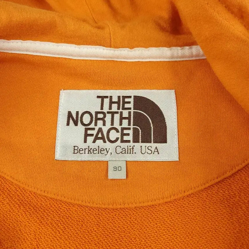 [BUNJANG] The North Face White Label Orange White Logo Hooded Zip-Up Jacket / 노스페이스 화이트라벨 오렌지 화이트 배색 로고 코튼 후드집업 S