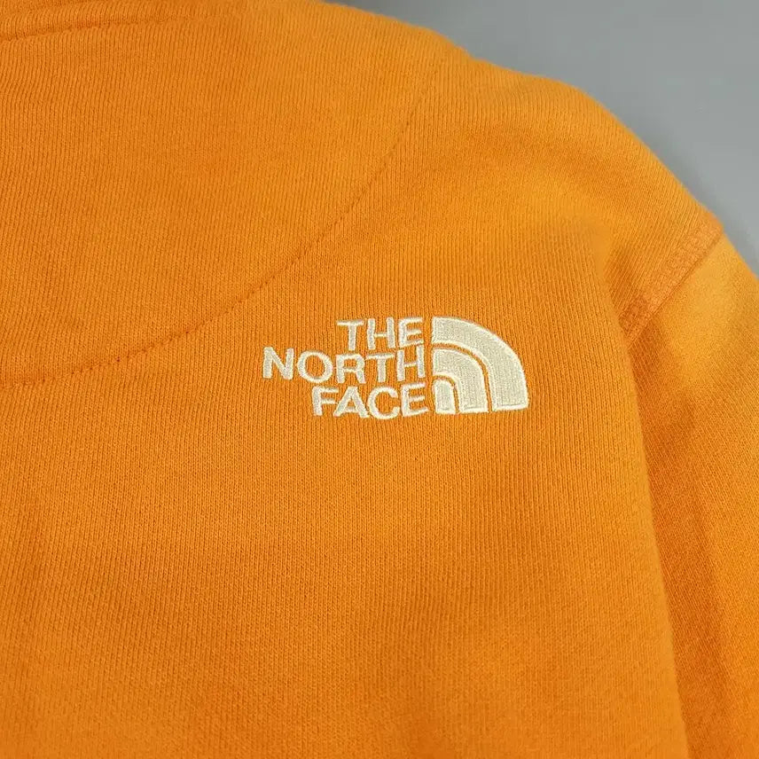 [BUNJANG] The North Face White Label Orange White Logo Hooded Zip-Up Jacket / 노스페이스 화이트라벨 오렌지 화이트 배색 로고 코튼 후드집업 S