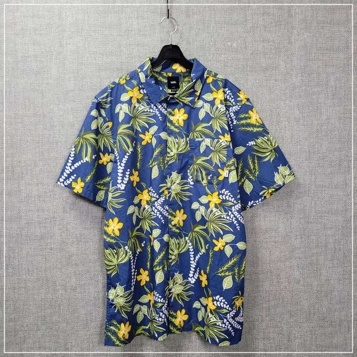 [BUNJANG] Vans Blue Floral Short Sleeve Shirt (Men&
