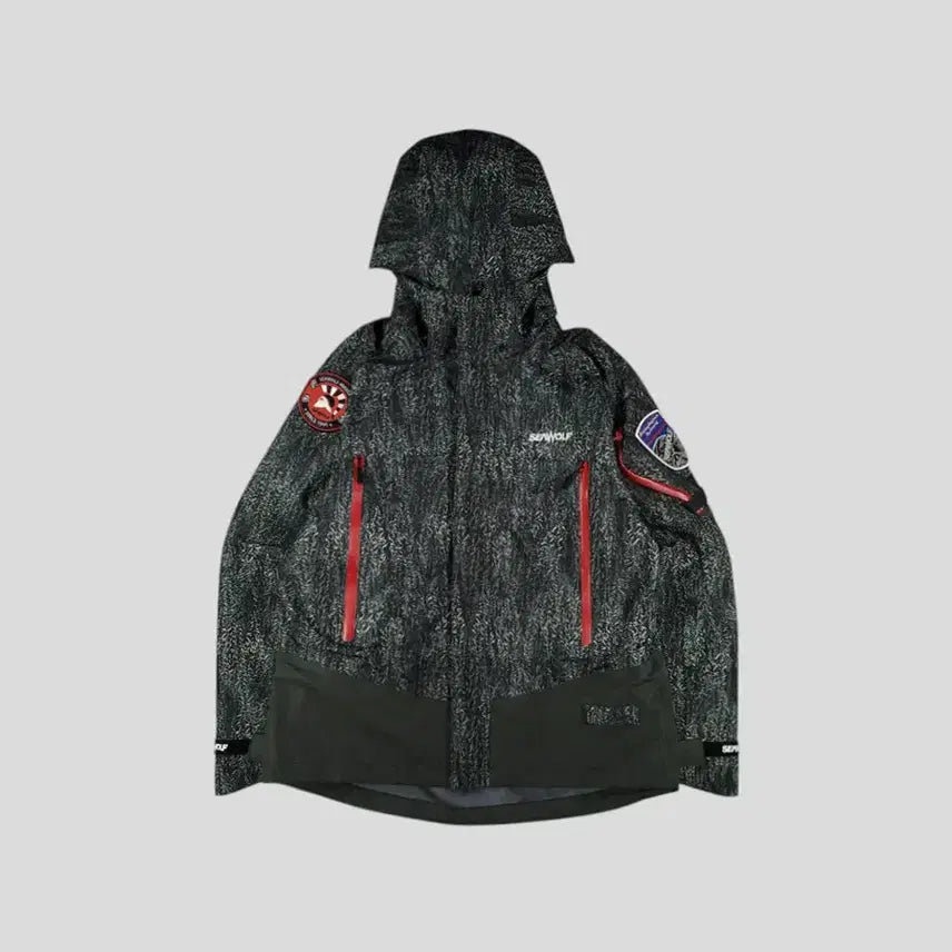 [BUNJANG] SEAWOLF Marine Black Green Realtree Camo Logo Patch Gore Jacket / SEAWOLF 시울프 마린 블랙 그린 리얼트리패턴 위장 로고 암패치 고어