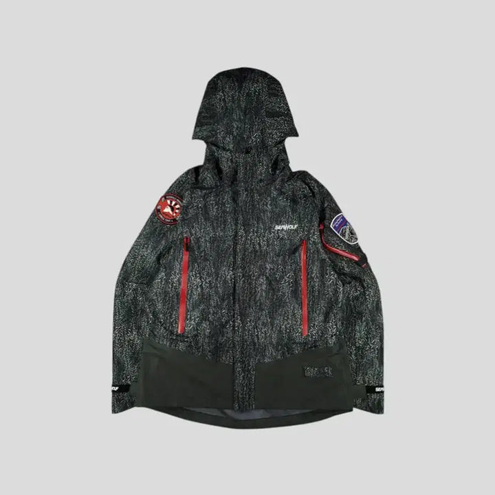 [BUNJANG] SEAWOLF Marine Black Green Realtree Camo Logo Patch Gore Jacket / SEAWOLF 시울프 마린 블랙 그린 리얼트리패턴 위장 로고 암패치 고어