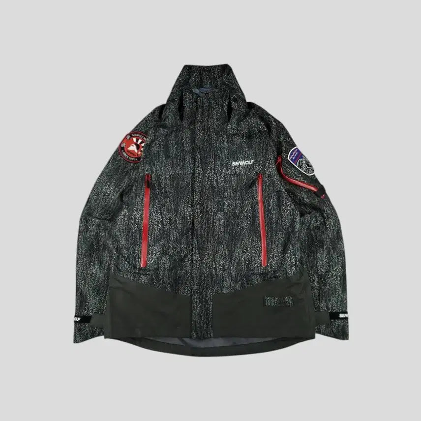 [BUNJANG] SEAWOLF Marine Black Green Realtree Camo Logo Patch Gore Jacket / SEAWOLF 시울프 마린 블랙 그린 리얼트리패턴 위장 로고 암패치 고어