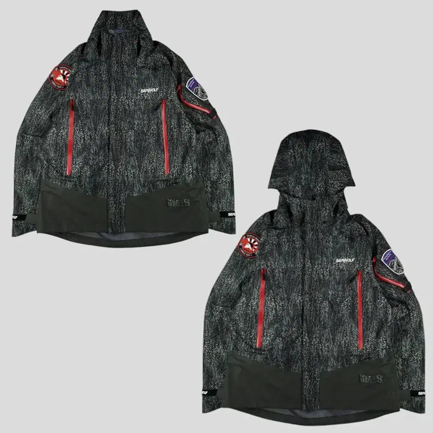 [BUNJANG] SEAWOLF Marine Black Green Realtree Camo Logo Patch Gore Jacket / SEAWOLF 시울프 마린 블랙 그린 리얼트리패턴 위장 로고 암패치 고어