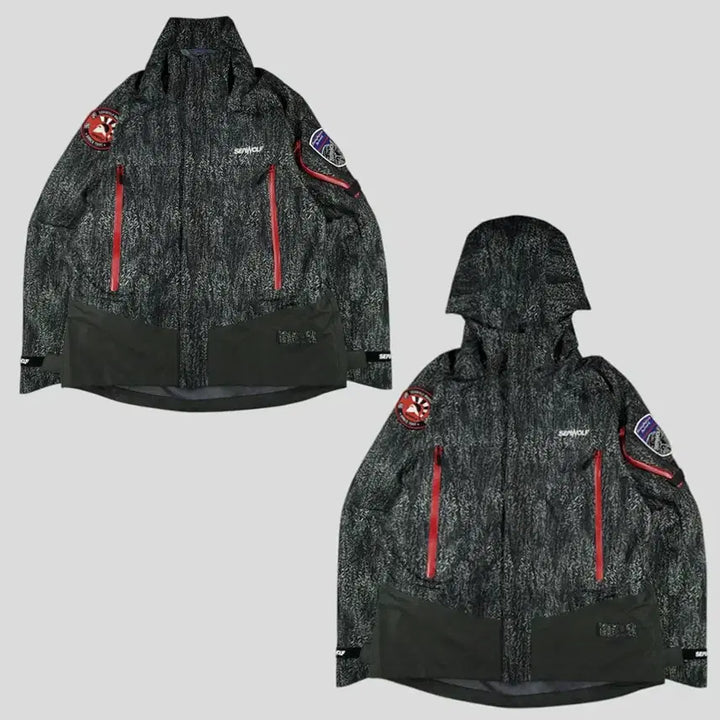 [BUNJANG] SEAWOLF Marine Black Green Realtree Camo Logo Patch Gore Jacket / SEAWOLF 시울프 마린 블랙 그린 리얼트리패턴 위장 로고 암패치 고어