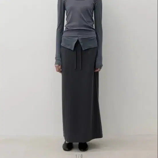 [BUNJANG] LFM Charcoal Maxi Skirt / Lfm Drawstring Maxi Skirt / Charcoal 새거