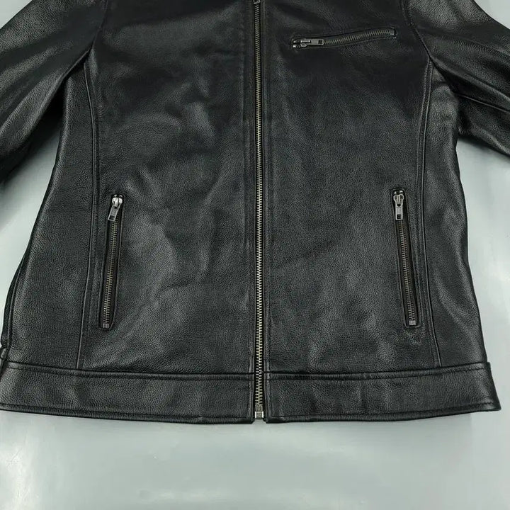 [BUNJANG] Vintage Leather Biker Jacket / 빈티지 블랙 체스트포켓 네크비조 사이드신치 소가죽 카우레더 바이커 라이더