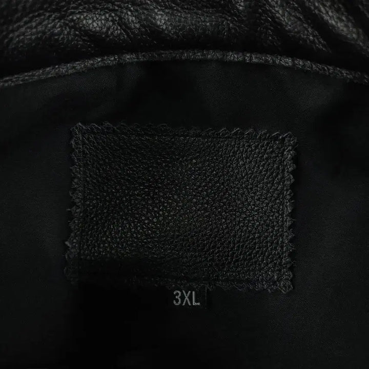 [BUNJANG] Vintage Leather Biker Jacket / 빈티지 블랙 체스트포켓 네크비조 사이드신치 소가죽 카우레더 바이커 라이더