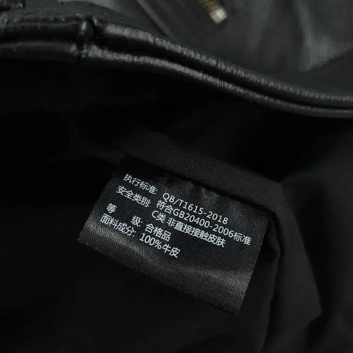 [BUNJANG] Vintage Leather Biker Jacket / 빈티지 블랙 체스트포켓 네크비조 사이드신치 소가죽 카우레더 바이커 라이더