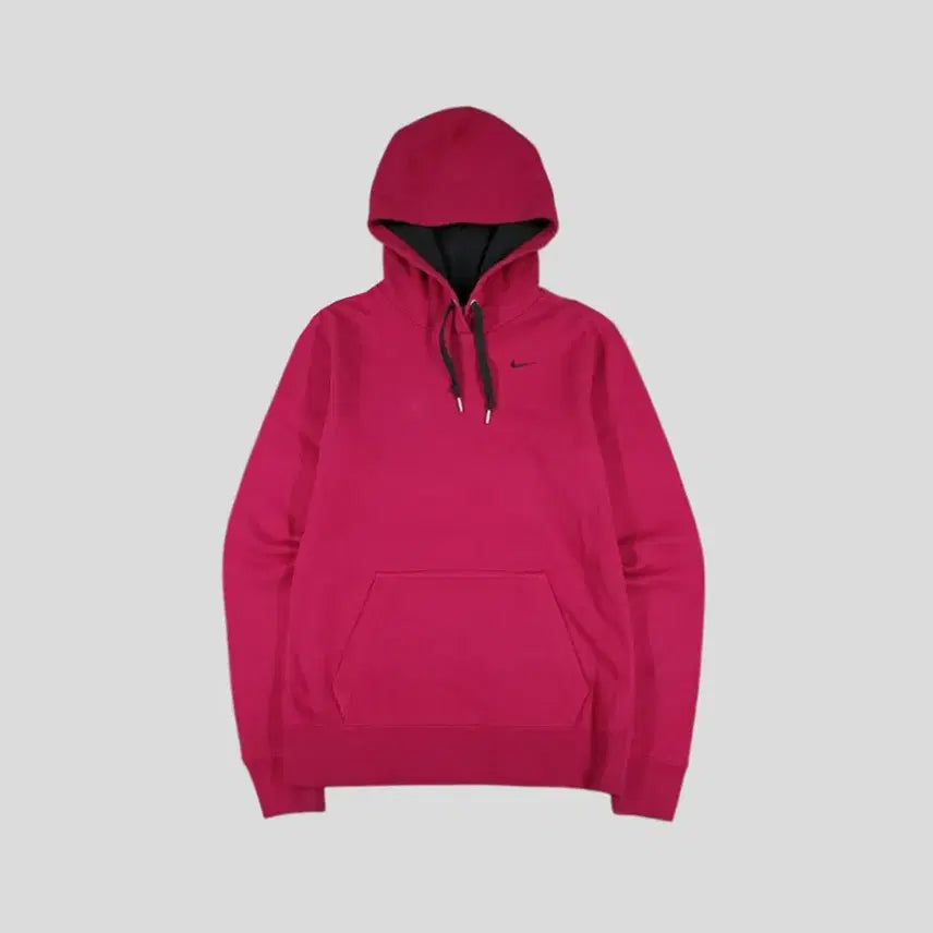 [BUNJANG] Nike Pink Black Swoosh Logo Cotton Sweat Hoodie WOM / 나이키 핫핑크 블랙 스우시 로고 캥거루포켓 코튼 스웻 후드 티셔츠 WOM
