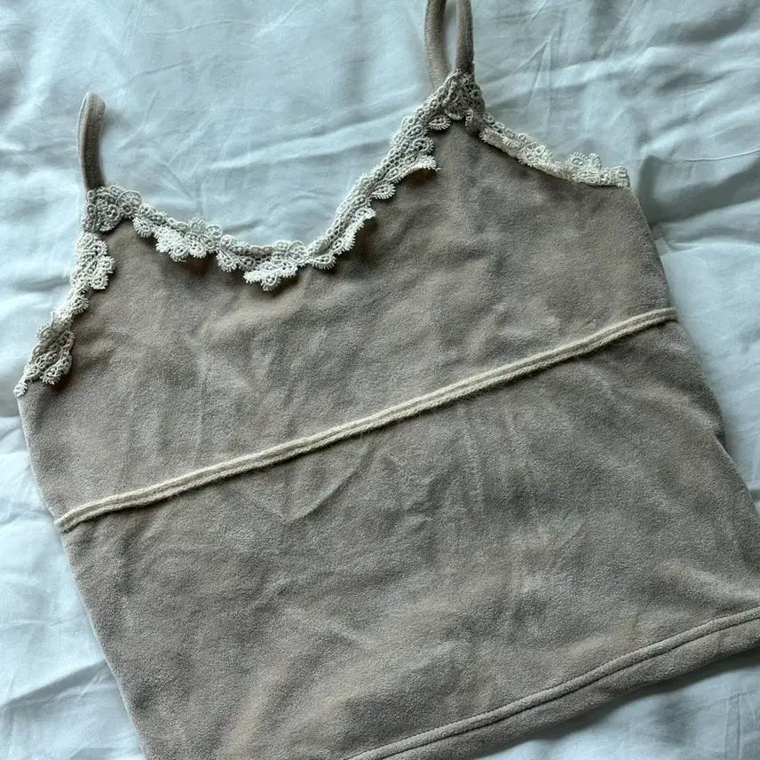 [BUNJANG] Beige Lace Cami Top / 김아홉) 베이지 레이스 끈나시
