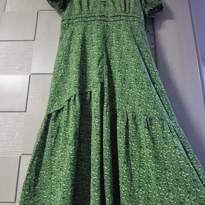 [BUNJANG] Soup Green Floral Long Dress / soup 그린 플라워 패턴 롱 원피스