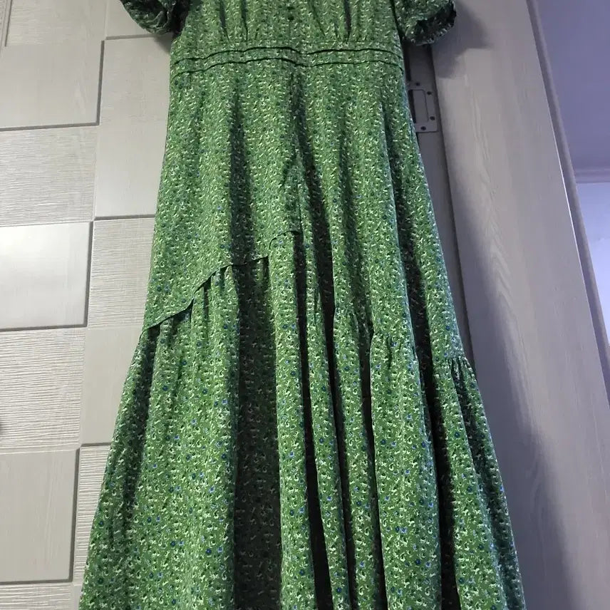 [BUNJANG] Soup Green Floral Long Dress / soup 그린 플라워 패턴 롱 원피스