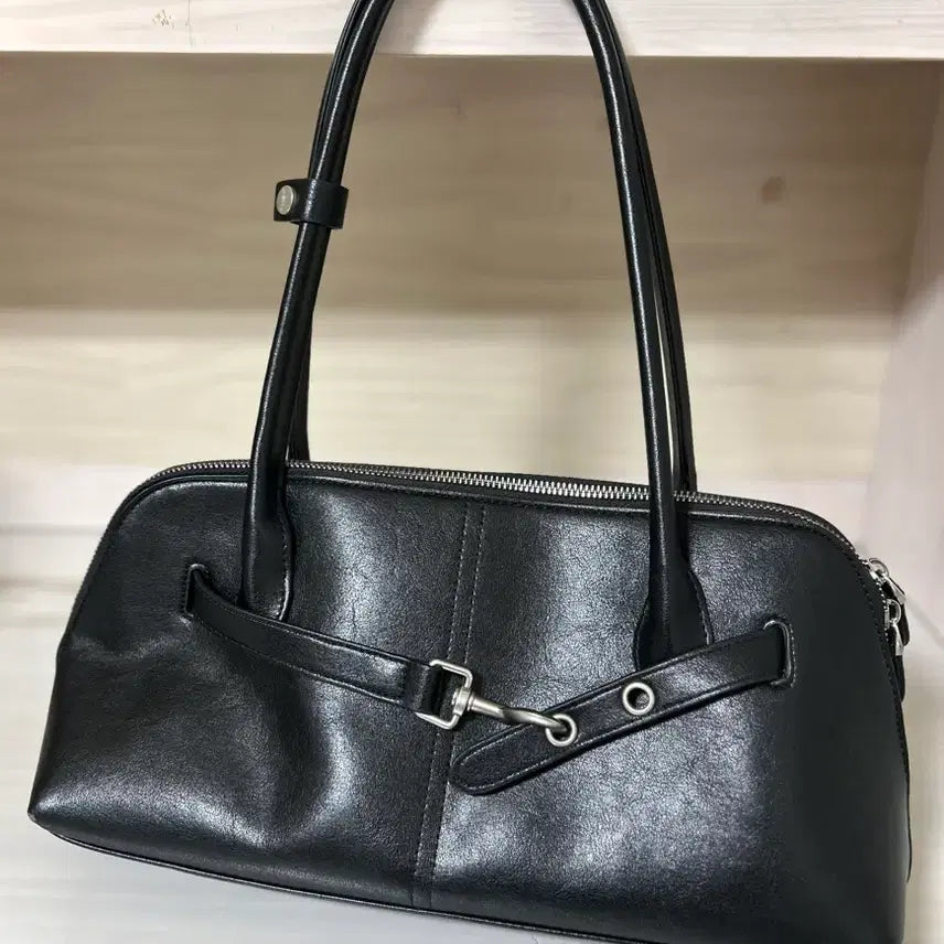 [BUNJANG] Denu Black Leather Shoulder Bag / 데누 가방 블랙 레더 백 숄더백
