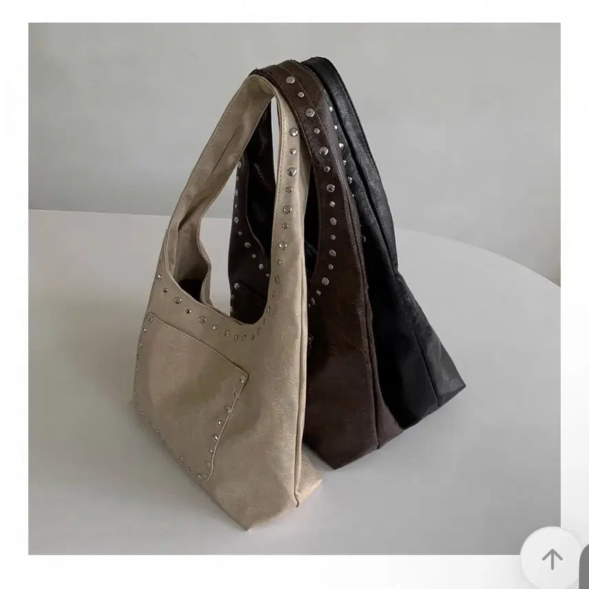 [BUNJANG] Studded Shoulder Bag Beige / 스터드 장식 숄더백 베이지