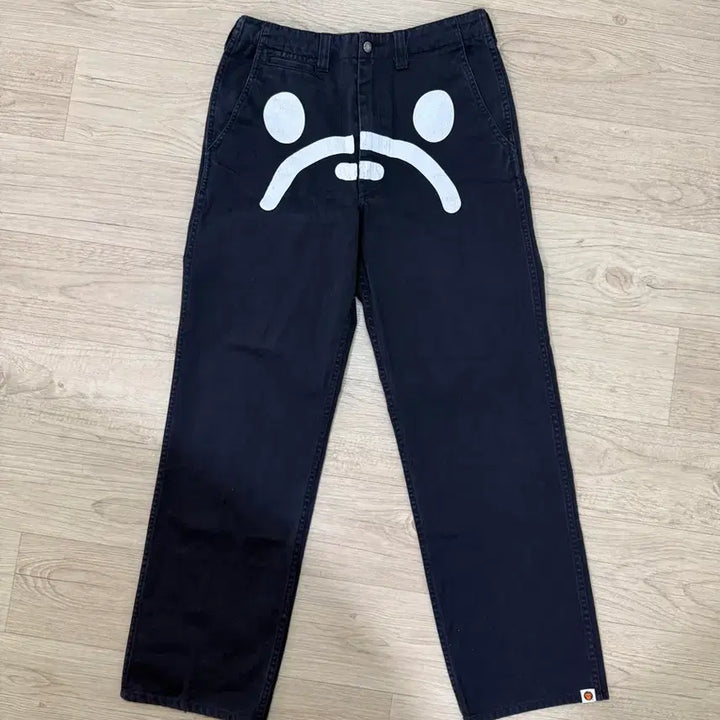 [BUNJANG] BAPE Authentic Milo SAD FACE Pants Black / 2000년도 베이프 어센틱 마일로 SAD FACE 팬츠 블랙