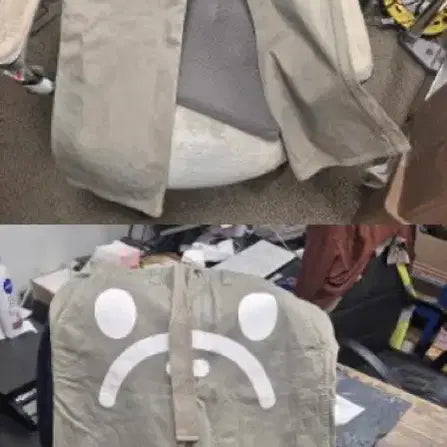 [BUNJANG] BAPE Authentic Milo SAD FACE Pants Beige / 2000년도 베이프 어센틱 마일로 SAD FACE 팬츠 베이지