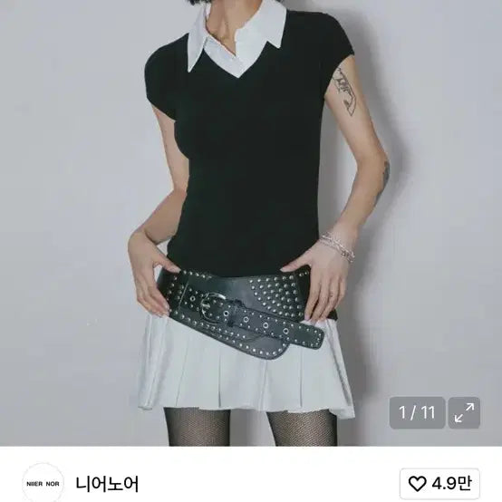 [BUNJANG] Near &amp; Dear Layered Shirt Dress Black / (택포) 니어노어 레이어드 셔츠 드레스 블랙