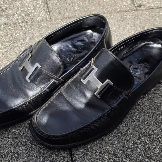 [BUNJANG] Hermès Black Leather Loafers H Buckle / 에르메스 블랙 가죽 로퍼 H 버클 장식