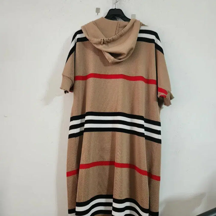 [BUNJANG] Striped Panda Embroidered Short Sleeve Hoodie Knit Dress / 줄무늬 판다 자수 반팔 후드 니트 원피스