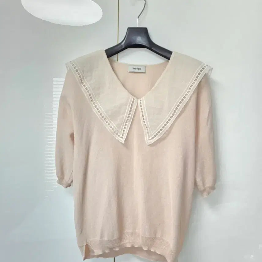 [BUNJANG] System Lace Collar Knit Top / 시스템 레이스 넥카라 니트탑