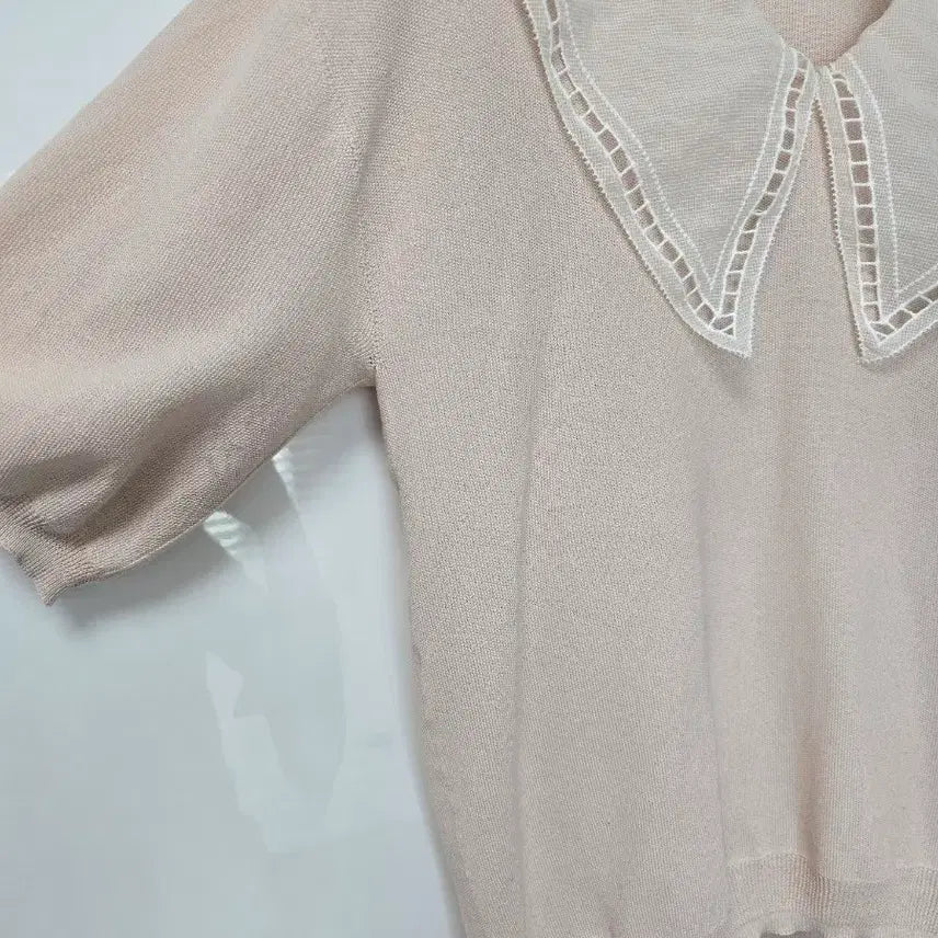 [BUNJANG] System Lace Collar Knit Top / 시스템 레이스 넥카라 니트탑