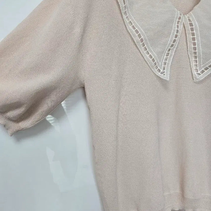 [BUNJANG] System Lace Collar Knit Top / 시스템 레이스 넥카라 니트탑