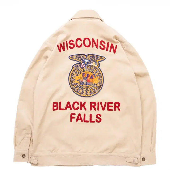 [BUNJANG] Houston FFA Corduroy Embroidery Jacket Ivory / 휴스턴 코듀로이 재수 자켓 아이보리