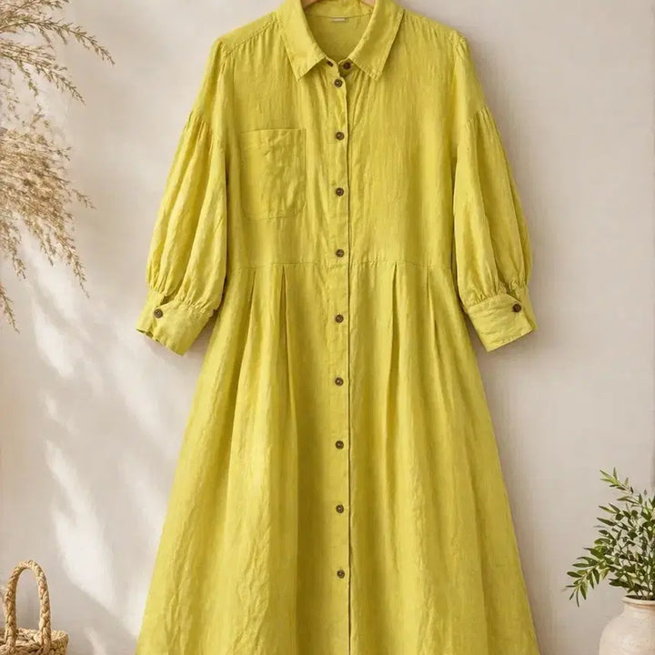 [BUNJANG] Paul &amp; Joe Paris Designer 100% Linen 2-in-1 Dress (Yellow, Size S) / 디자이너 옐로우 마100% 원피스 2in1 44-55 S