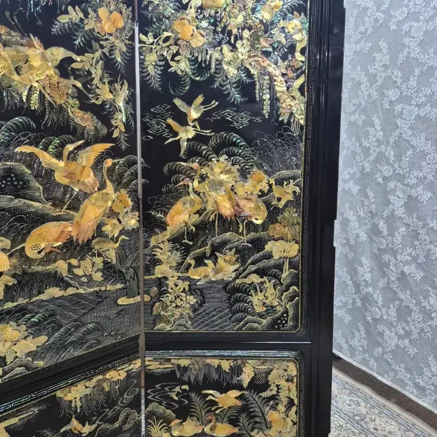 [BUNJANG] 1970s Vintage Gold Mother-of-Pearl 2-Panel Folding Screen / N4-9 70s 빈티지 &