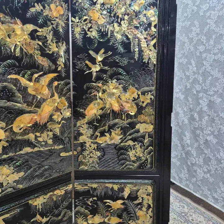 [BUNJANG] 1970s Vintage Gold Mother-of-Pearl 2-Panel Folding Screen / N4-9 70s 빈티지 &