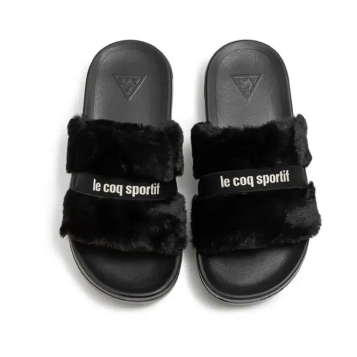 [BUNJANG] Le Coq Sportif Fur Slipper Black / 르꼬끄 스포르티브 퍼 슬리퍼 블랙