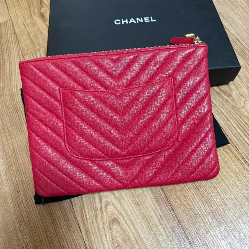[BUNJANG] Chanel Chevron Clutch Medium Red / 샤넬 쉐브론 클러치 레드 + 풀세트  미듐