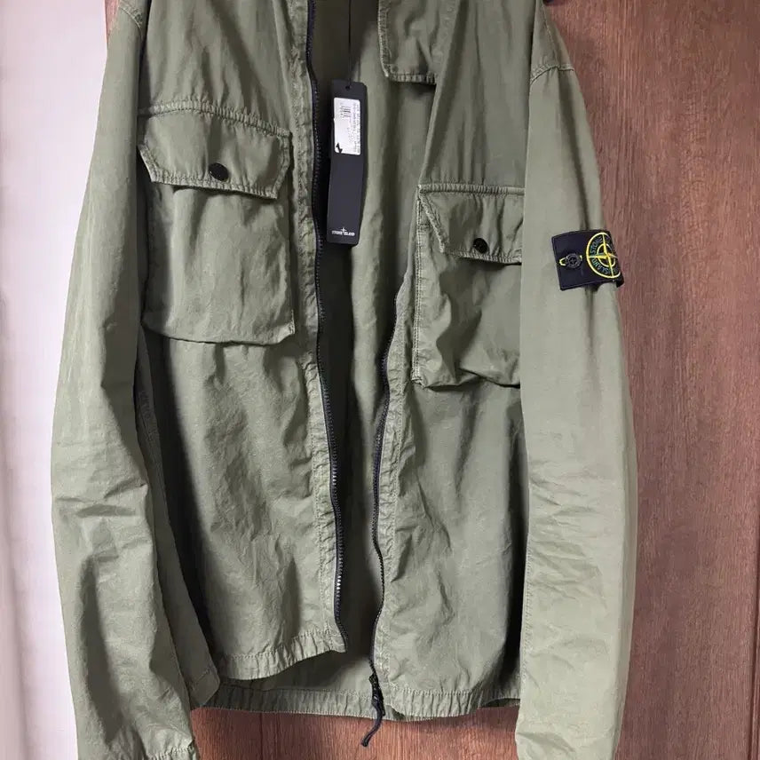 [BUNJANG] Stone Island Brushed Cotton Canvas Old Effect Overshirt Sage Green / 스톤아일랜드 브러쉬드 코튼 캔버스 올드이펙트 세이지 그린