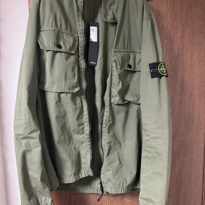 [BUNJANG] Stone Island Brushed Cotton Canvas Old Effect Overshirt Sage Green / 스톤아일랜드 브러쉬드 코튼 캔버스 올드이펙트 세이지 그린