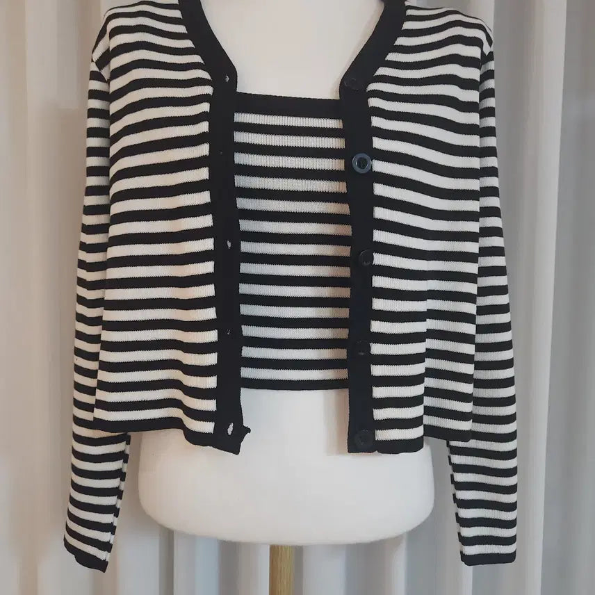 [BUNJANG] Stripe Cardigan Set for Women / 여성 단가라 가디건 세트