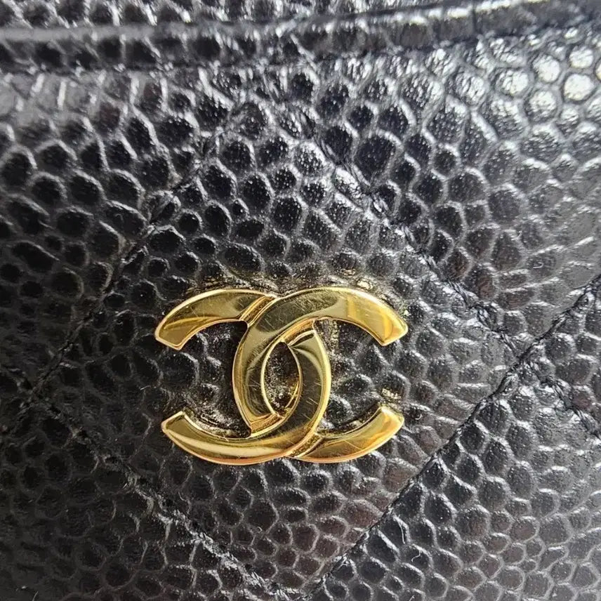 [BUNJANG] Chanel Classic Gold Hardware Caviar Card Holder Black / 샤넬 클래식 금장 캐비어 카드 지갑 홀더 블랙 308번대