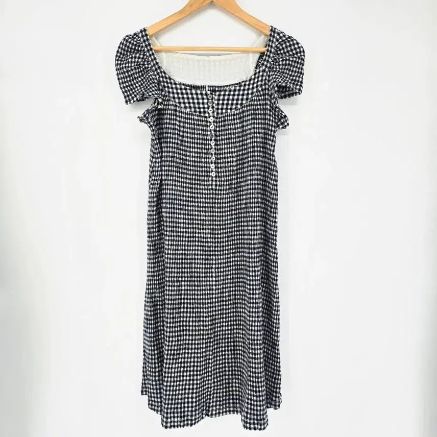 [BUNJANG] Japanese Vintage Gingham Puff Sleeve Long Dress / 일본 빈티지 깅엄체크 퍼프 롱 원피스 [F50832]