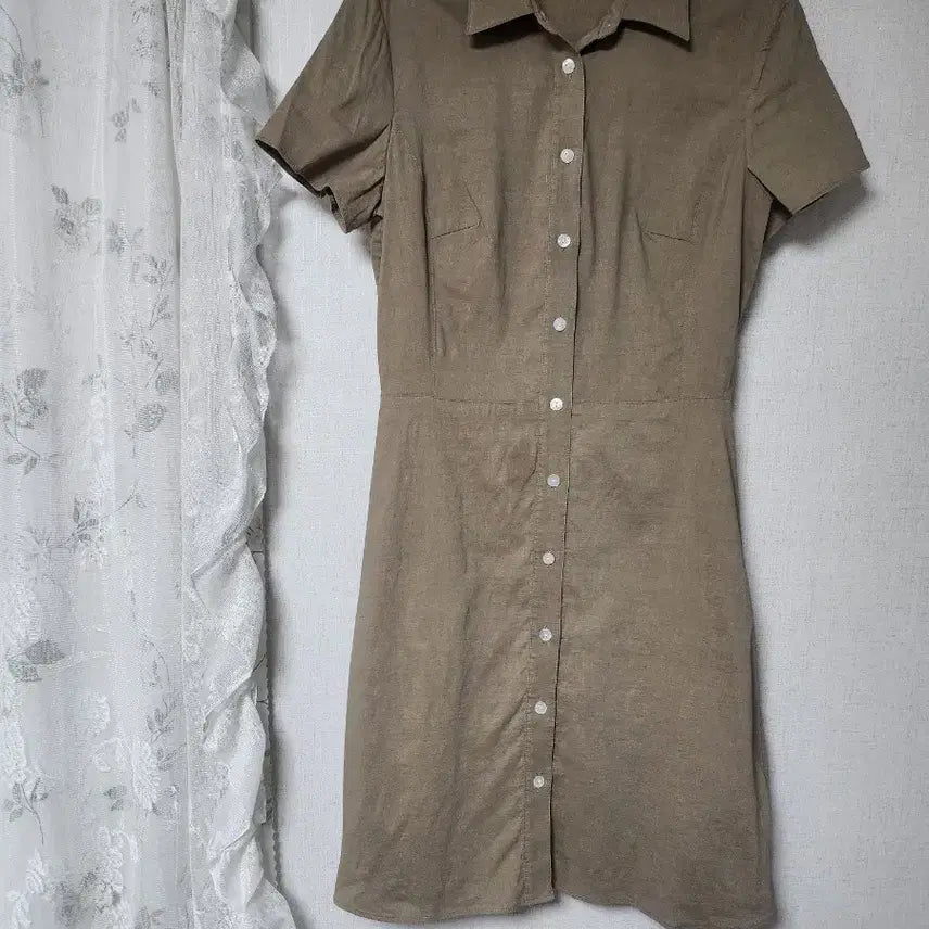 [BUNJANG] Theory Linen Shirt Mini Dress / 띠어리 셔츠 원피스 반팔 미니원피스