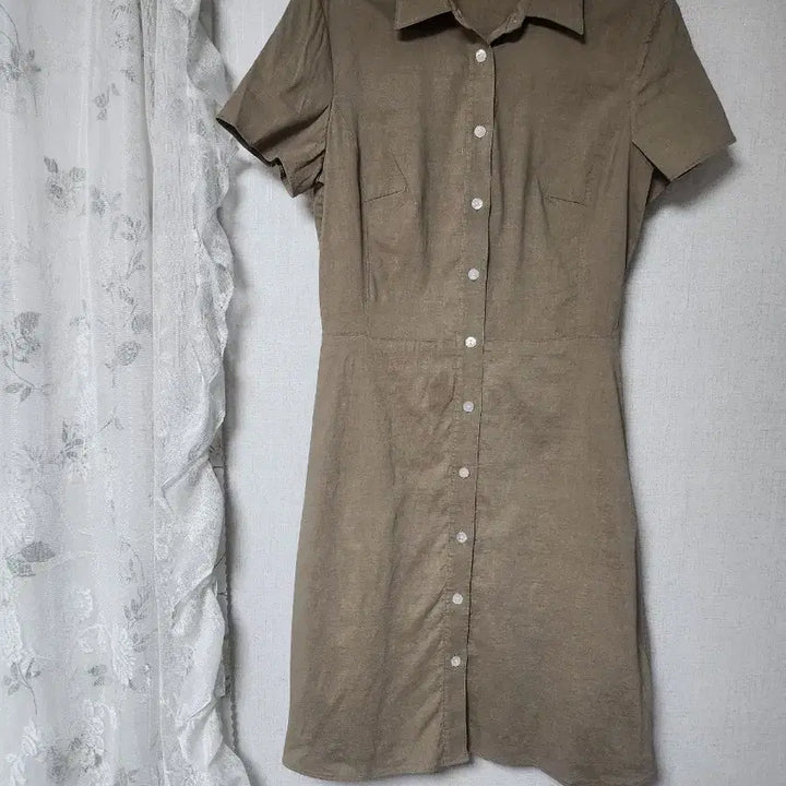[BUNJANG] Theory Linen Shirt Mini Dress / 띠어리 셔츠 원피스 반팔 미니원피스