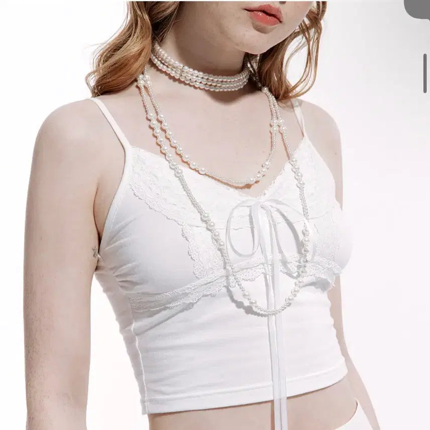 [BUNJANG] New Roughneck Lace Sleeveless T-Shirt - White / 새상품) 러프넥 레이스 슬리브리스 티셔츠 화이트