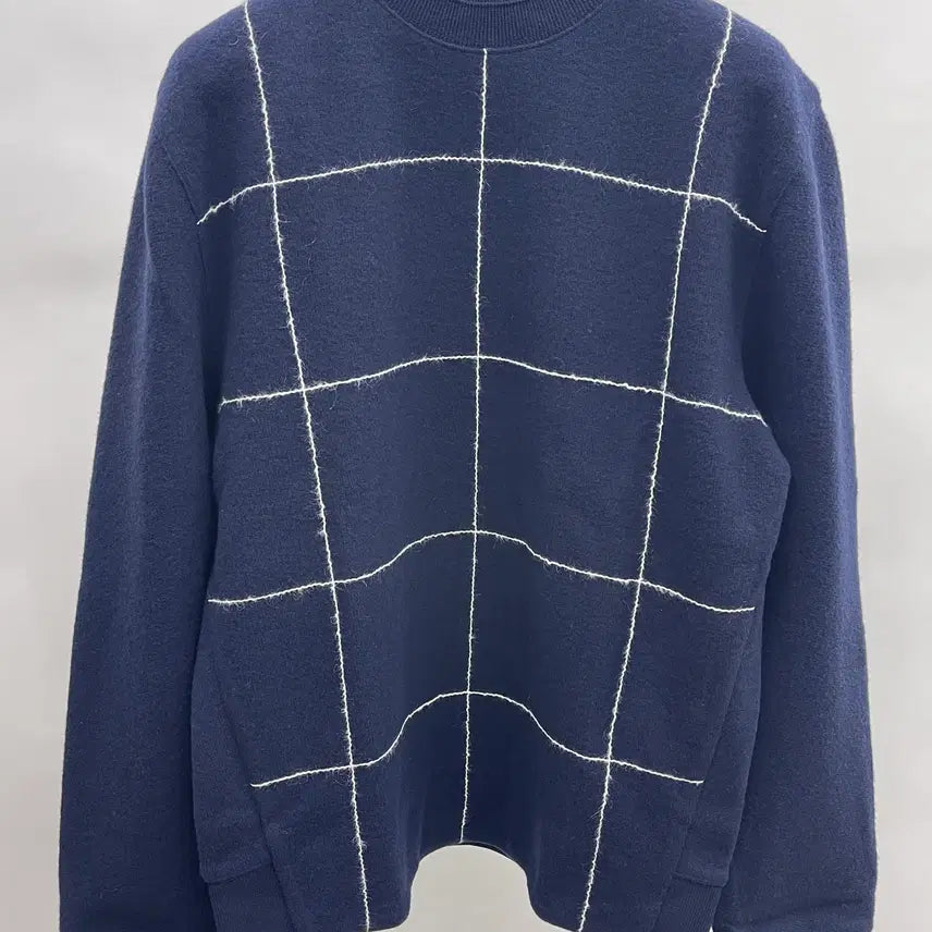 [BUNJANG] System Homme Grid Check Pattern Half-High Neck Long Sleeve Knit Sweater / 시스템옴므 격자포인트 방모 타입 긴팔 니트