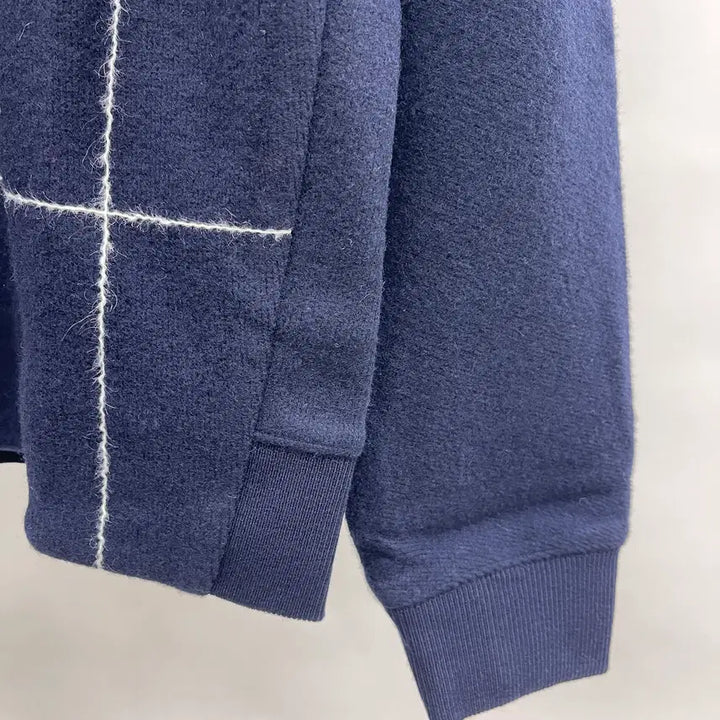 [BUNJANG] System Homme Grid Check Pattern Half-High Neck Long Sleeve Knit Sweater / 시스템옴므 격자포인트 방모 타입 긴팔 니트
