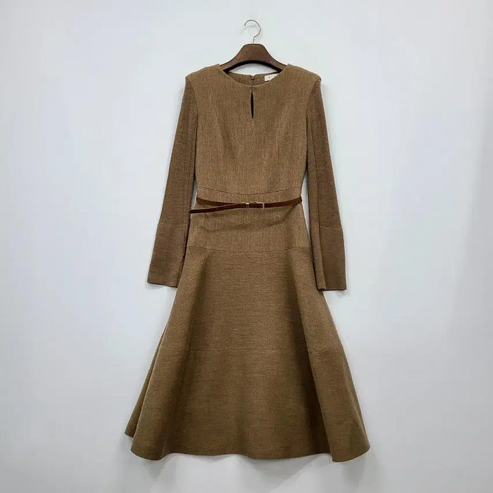 [BUNJANG] MICHAA Brown Tone Belt Flare Dress / 미샤 브라운 톤 벨트 플레어 원피스/90/앨리스/1146